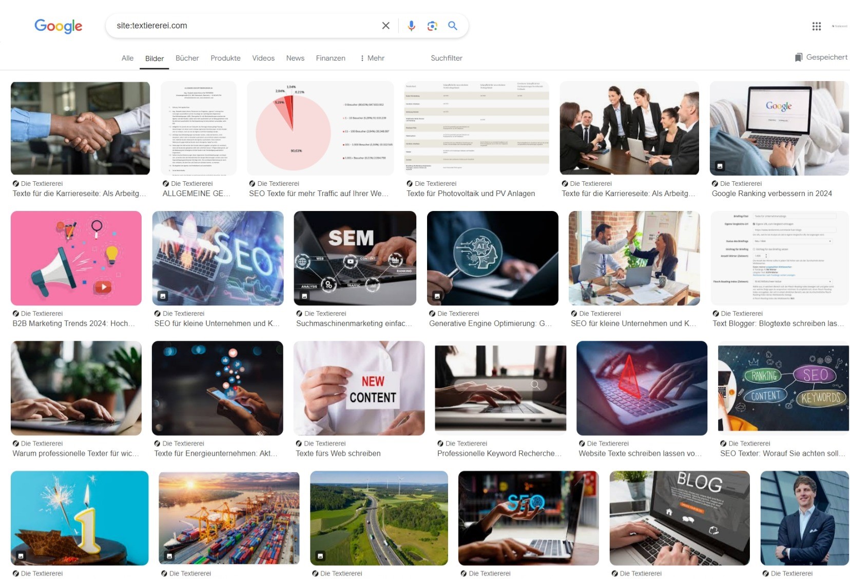 Google Search Console - Site-Abfrage über Google Bilder Suche